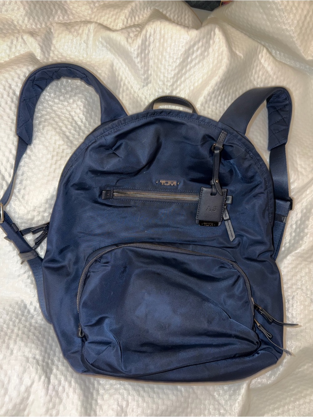 Tumi Navy Nylon Backpack with Front Pocket